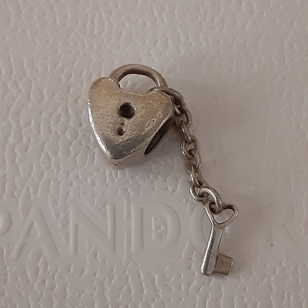 Authentic Pandora Key & Heart Charm
